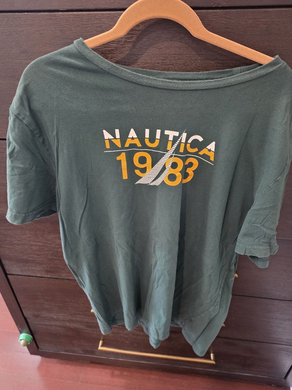 Nautica Green Short Sleeve Tee with Yellow and White Logo
